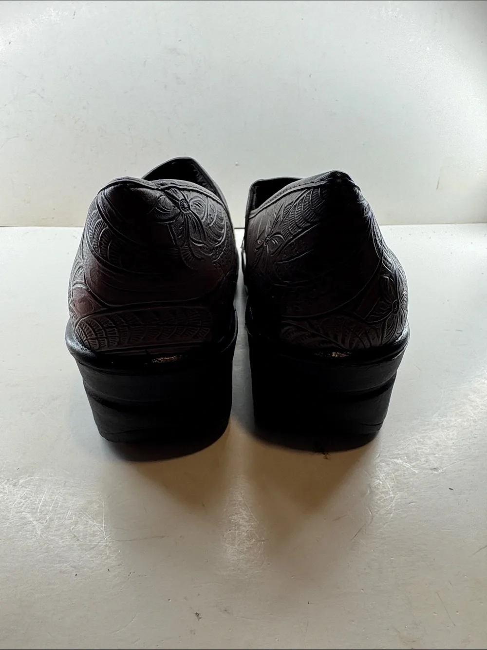 easy street Brown Embossed Leather Slip-On Loafers